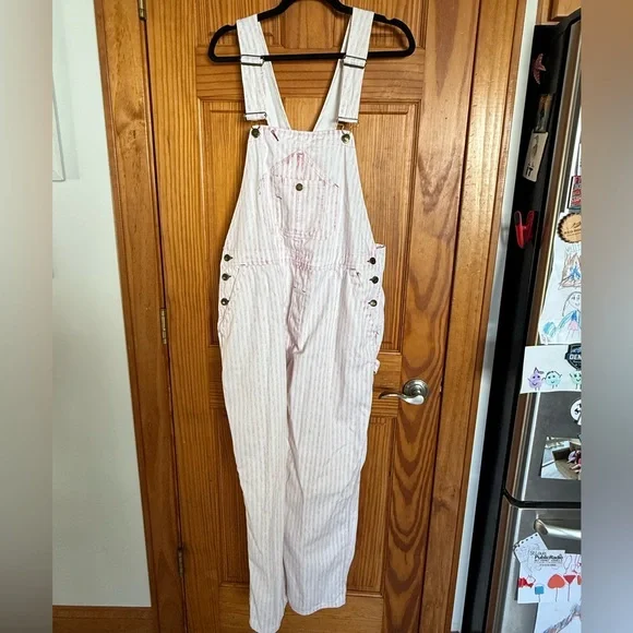 Faherty Topsail White and Pink Striped Overalls - Picture 5 of 11